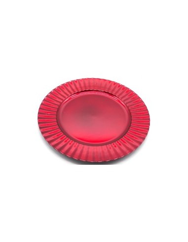 PIATTO PLASTICA A CERCHI D33CM ROSSO su TreG Ingrosso