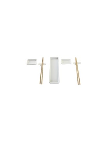 SET SUSHI 7PZ PC202885 PORCELLANA/BAMBOO BIANCO su TreG Ingrosso