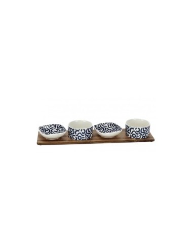 SET 4 CIOTOLE 78683 PORCELLANA CON VASSOIO BAMBOO su TreG Ingrosso