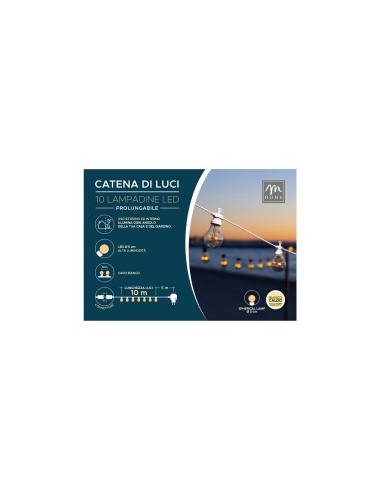 CATENA 10 LAMP LED 38033 FILO BIANCO 10MT BIANCO CALDO su TreG Ingr...