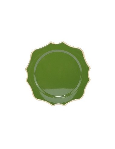 SOTTOPIATTO VERDE BORDO ORO D33CM