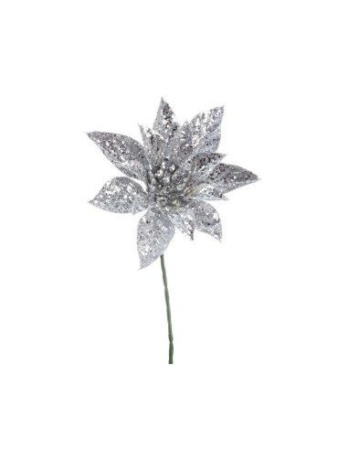 PICK POINSETTIA GAIA ARGENTO H22,5CM su TreG Ingrosso