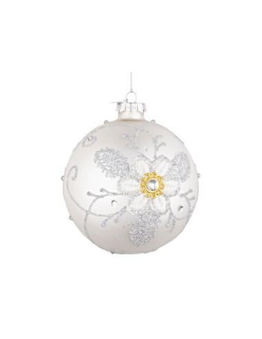 SFERA FLORET VETRO 10CM BIANCO su TreG Ingrosso