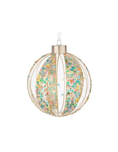 SFERA SPANGLY VETRO 10CM MULTICOLOR su TreG Ingrosso