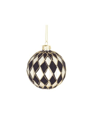 SFERA MONOCHROME VETRO 8CM ROMBI su TreG Ingrosso