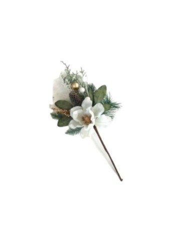 RAMO 27836 FIORI CON FOGLIE 45CM BIANCO su TreG Ingrosso