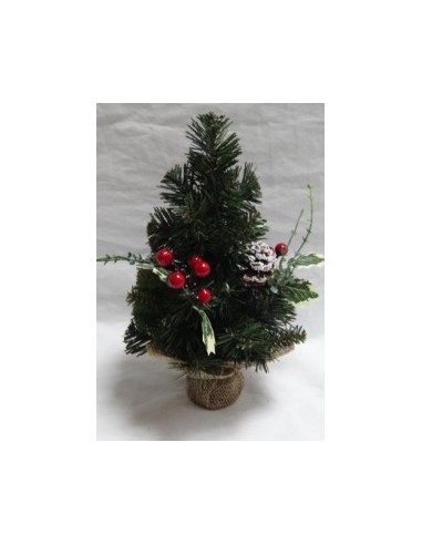 ALBERO NATALE H30CM CON BACCHE ROSSE E PIGNE su TreG Ingrosso