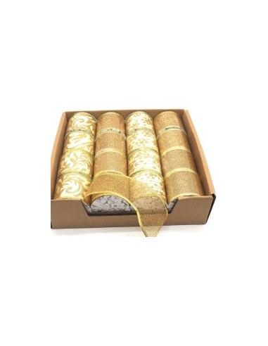 ROTOLO NASTRO CREMA/ORO GLITTERATO 270CM ASSORTITO su TreG Ingrosso