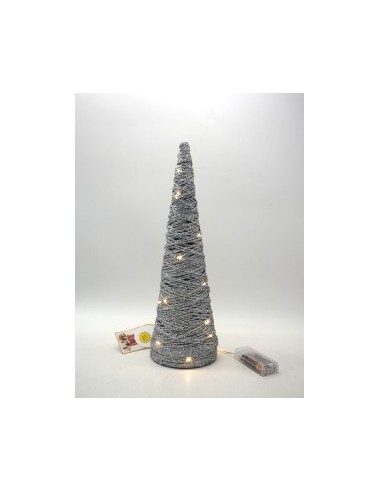 ALBERO CONO ARGENTATO 40X12,5CM CON LUCI LED su TreG Ingrosso