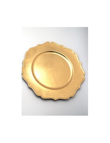 PIATTO PLASTICA FIORE D33CM ORO su TreG Ingrosso