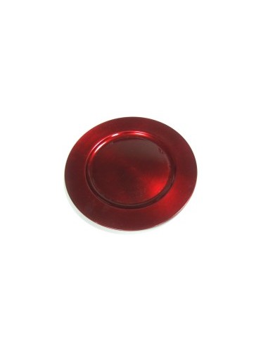 PIATTO PLASTICA LISCIO D33CM ROSSO LUCENTE su TreG Ingrosso