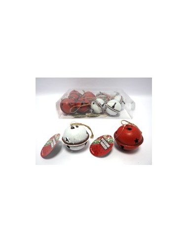 SET 2 SONAGLI METALLO 5,5X6,5CM ROSSO/BIANCO su TreG Ingrosso