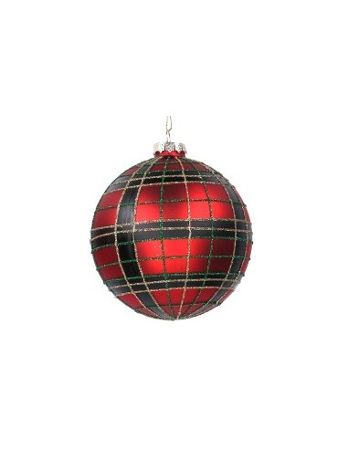 SFERA VETRO 10CM TARTAN ROSSO su TreG Ingrosso