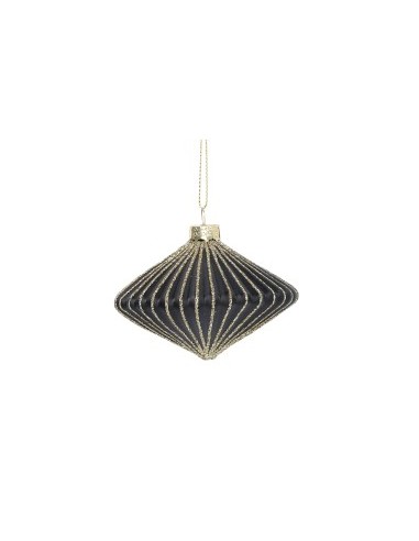 SFERA ROMBO VETRO 7,8X5,8CM NERO/ORO su TreG Ingrosso