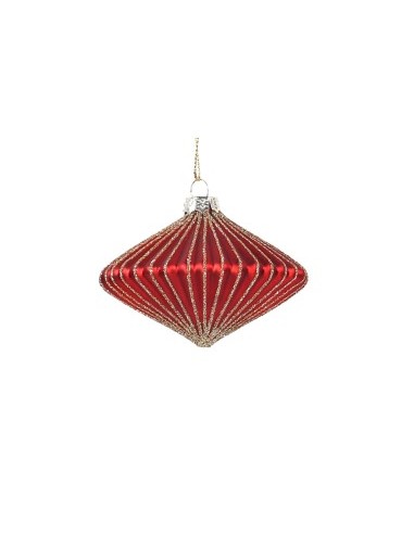 SFERA ROMBO VETRO 7,8X5,8CM ROSSO/ORO su TreG Ingrosso