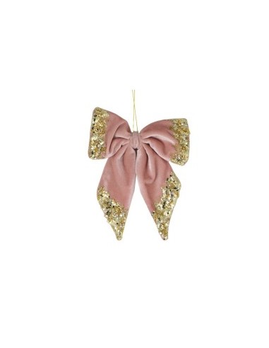 PENDENTE FIOCCO TESSUTO ROSA/ORO 20X20CM su TreG Ingrosso