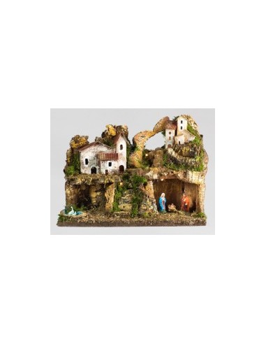 PRESEPE CM. 33x18x24 CON NATIVITÀ CM 6 E LUCI su TreG Ingrosso