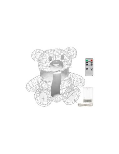 ORSETTO TEDDY BEAR SEDUTO H27CM METALLO COLOR ARGENTO, 80 MICROLED ...