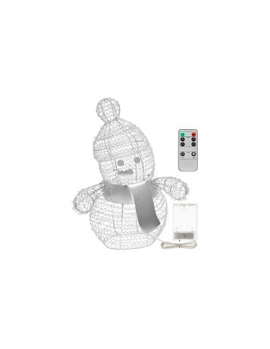 PUPAZZO DI NEVE SNOWMAN H33CM METALLO COLOR ARGENTO, 80 MICROLED BI...