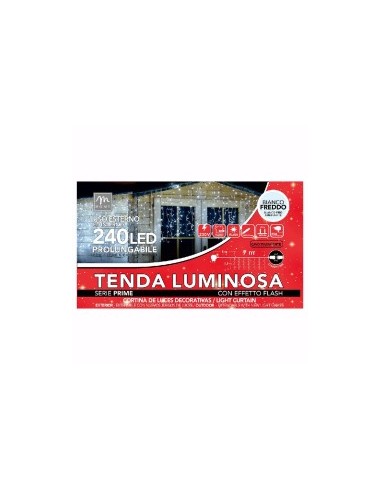 TENDA DI LUCI A 240 LED E 24 FILI DA ESTERNO EFFETTO FLASH BIANCO s...