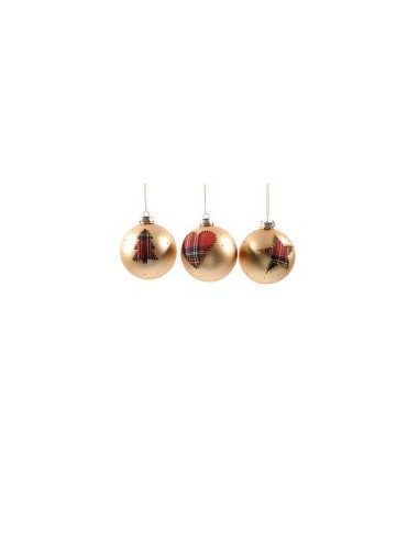 SFERA TARTAN ORO 10CM VETRO ASSORTITO su TreG Ingrosso