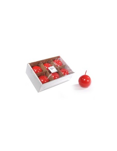 SET 6 CANDELE SFERA LUCIDE ROSSO D5CM su TreG Ingrosso