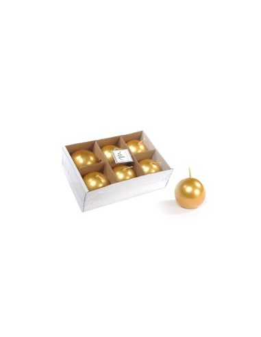 SET 6 CANDELE SFERA LUCIDE D5CM ORO su TreG Ingrosso