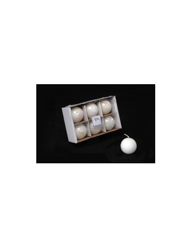 SET 6 CANDELE SFERA LUCIDE D5CM BIANCO su TreG Ingrosso