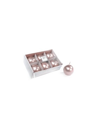 SET 6 CANDELE SFERA LUCIDE ROSE GOLD D5CM su TreG Ingrosso