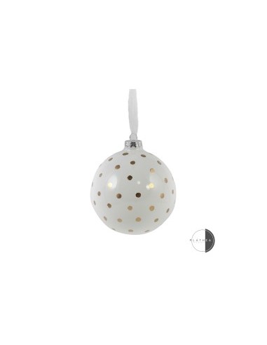 SFERA VETRO 10CM BIANCO DOTS ORO su TreG Ingrosso