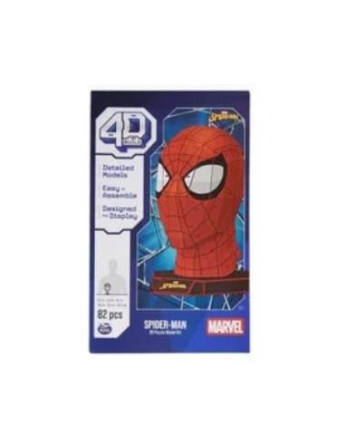 4D Puzzle Marvel Spider-Man, Kit Modellismo 3D da 82 Pezzi con Supporto, Decorazione da Tavolo Spider-Man, 12+ Anni