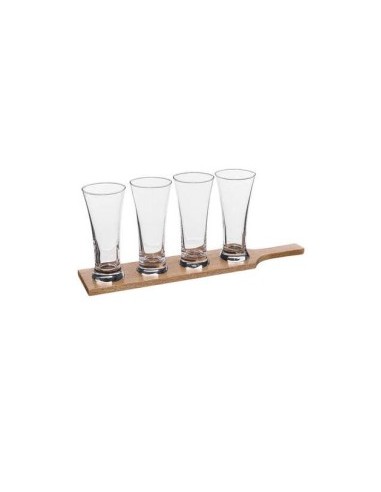 SET 4 BICCHIERI BIRRA 188928 27CL CON VASSOIO LEGNO