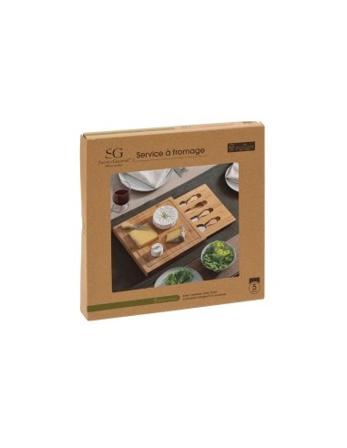 SET FORMAGGI 194186 4 COLTELLI CON VASSOIO BAMBOO