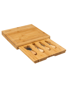 SET FORMAGGI 194186 4 COLTELLI CON VASSOIO BAMBOO