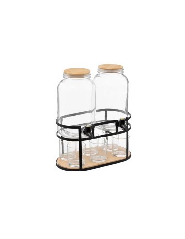 SET 2 DISPENSER 188936 CON 6 BICCHIERI E SUPPORTO METALLO