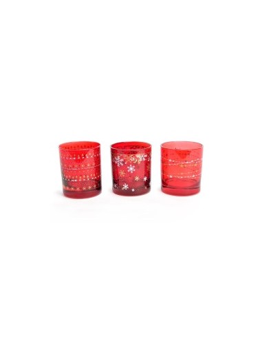 Set di 6 Bicchieri Royal Red Stars 300cc Decori Assortiti di Natale - La Magia di Natale a tavola