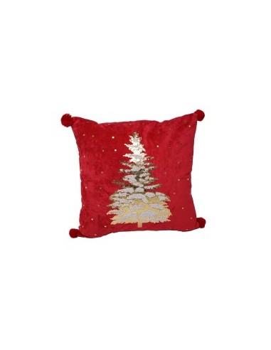 CUSCINO ROSSO DEC.ALBERO 45X45CM COTONE