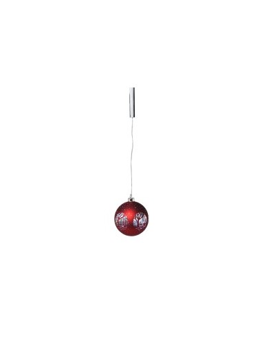 SFERA ROSSA DEC.NATALE D.10CM C.LED VETRO