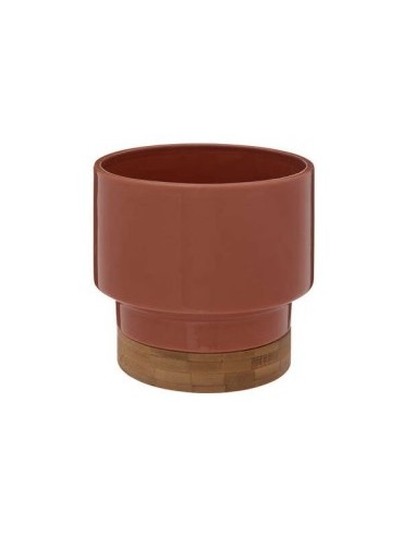 VASO 196719B CERAMICA/BAMBOO MARRONE 16X15CM