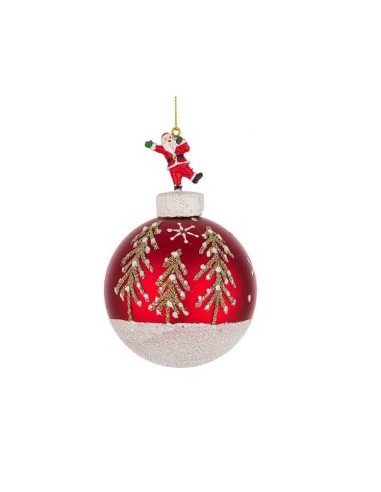 Sfera in Vetro Emmy 8 cm Rossa, Decorazione Natalizia Elegante per Aggiungere la Magia di Natale al Tuo Albero