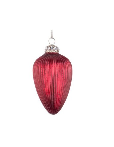 Pendente di Natale in Vetro Genteel 7cm Rosso, La Magia di Natale per Eleganti Decorazioni