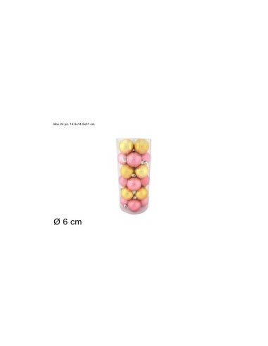 CONF 24 SFERE 901768 6CM ROSA ANTICO/ORO su TreG Ingrosso