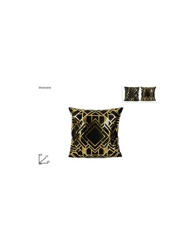 CUSCINO VELLUTO NERO/ORO 45X45CM (0264) su TreG Ingrosso