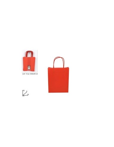 BUSTA REGALO CARTA ROSSA 25X8X20CM su TreG Ingrosso