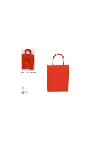 BUSTA REGALO CARTA ROSSA 31X12X24CM su TreG Ingrosso