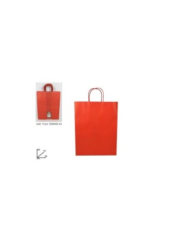 BUSTA REGALO CARTA ROSSA 42X10X32CM su TreG Ingrosso