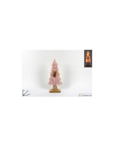 ALBERO LEGNO CON PELLICCIA 31CM LUCI ROSA su TreG Ingrosso