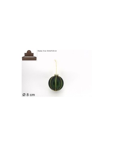 SFERA VETRO 8CM VERDE OPACO C/FILO PERLINE ORO su TreG Ingrosso