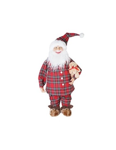 BABBO NATALE ROSSO SCOZZESE H45CM POLIESTERE