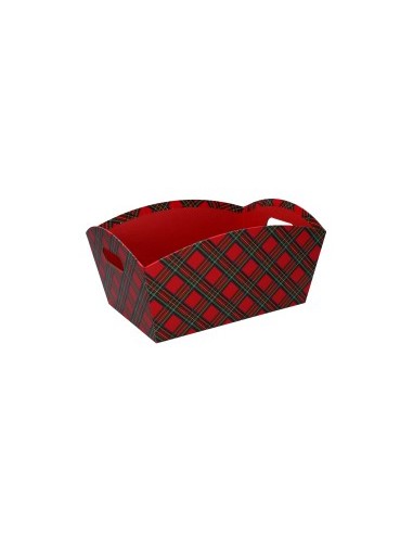 CESTA 938187 CARTONE ROSSO SCOZZESE 27X14X15CM